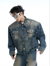 Men's Embellished Denim Trucker Jacket